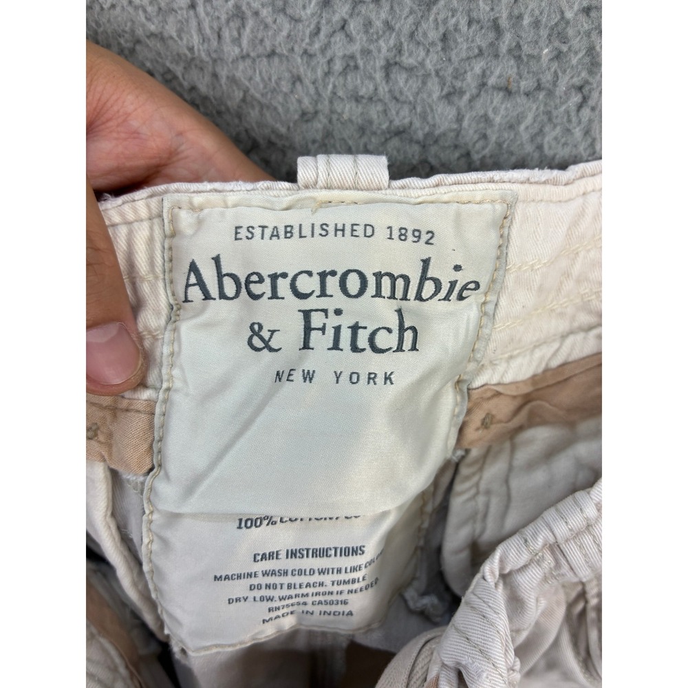 Abercrombie & Fitch Drawstring Cargo Shorts Mens 31 Cream Pockets Y2K - Picture 3 of 13